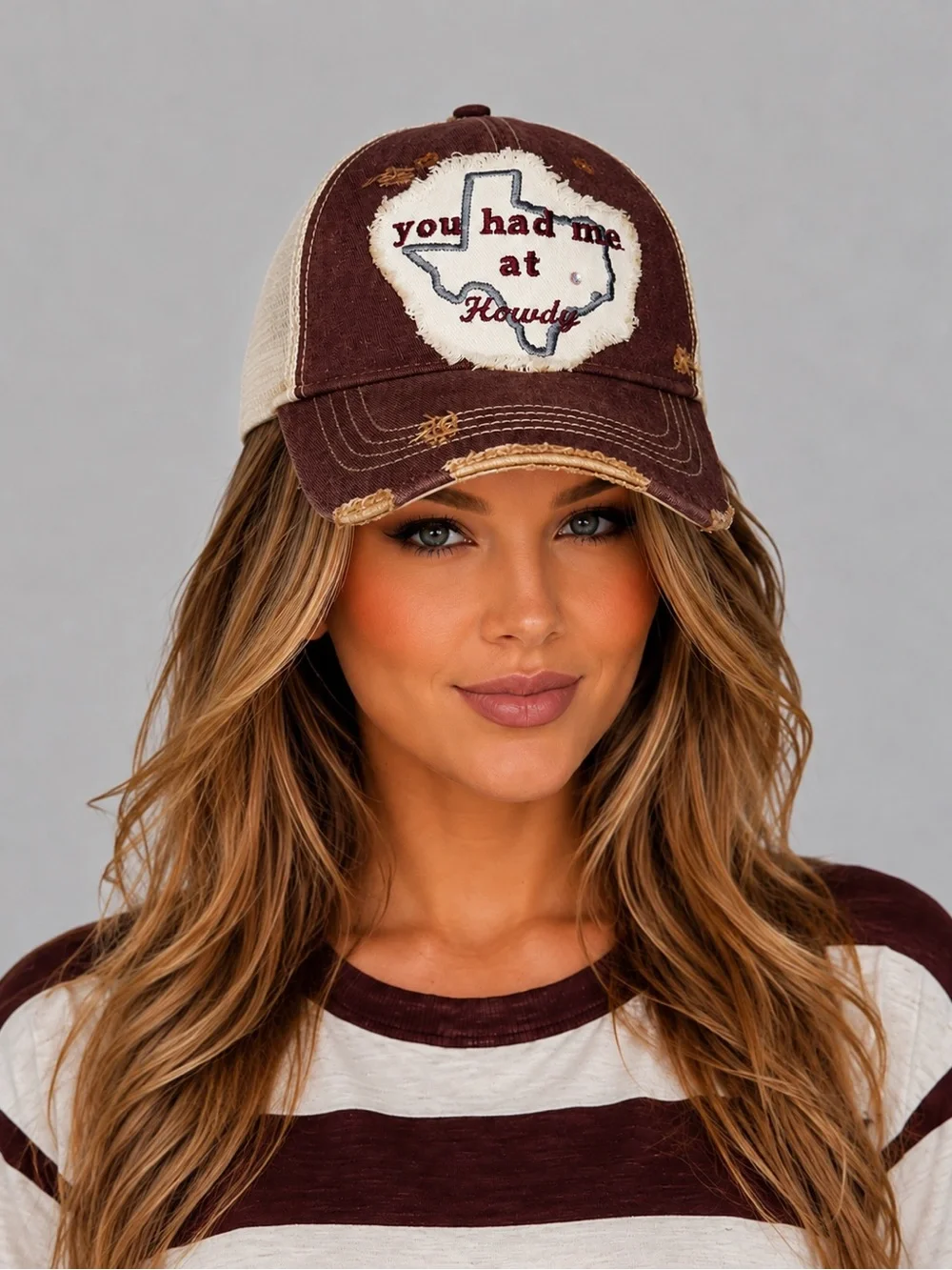 Brown 'You Had Me at Howdy' Distressed Baseball Cap